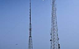 planes sky contrail radio towers
