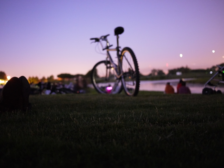 blurry bike july fourth evening