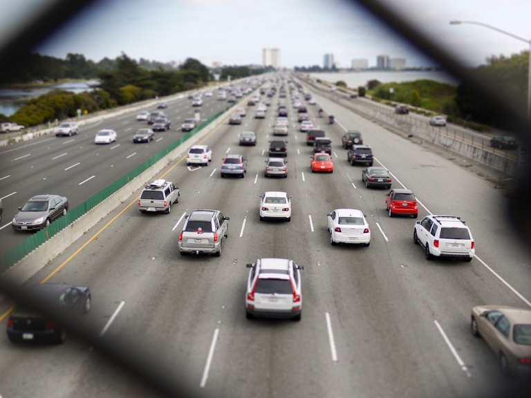 tilt shift cars freeway micromachines