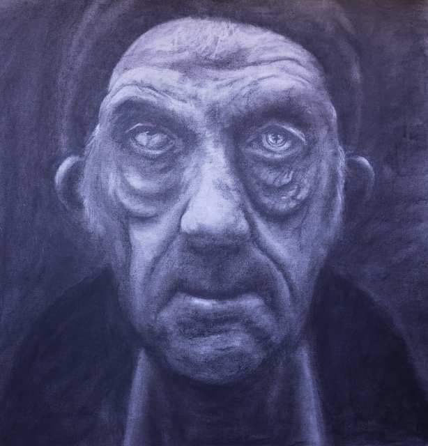 photo portrait study homeless man weird eye